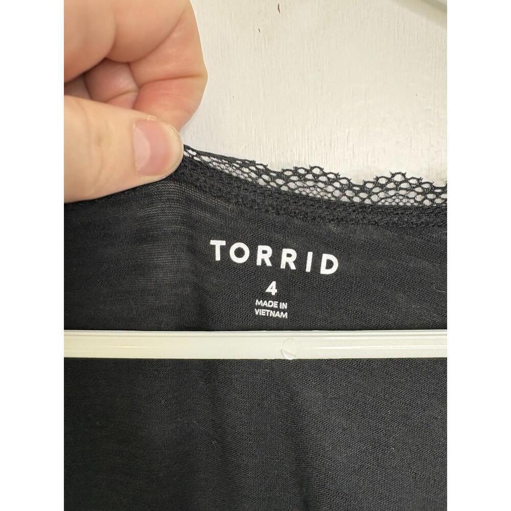 Torrid Top Womens 4X Surplice Babydoll Lace Trim Peplum Stretch Lightweight - Picture 6 of 11